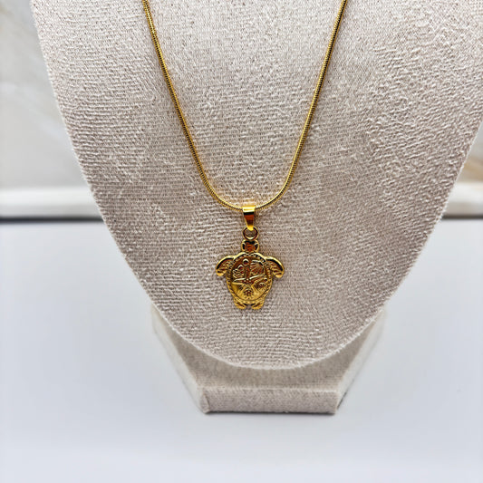 Goldene Halskette mit Schildkröten-Anhänger – 48 cm + 5 cm Verlängerung, 2,5 cm Anhänger – Symbol für Glück und Schutz