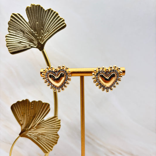 Herz-Ohrringe Gold – Vintage-Look, 2,5 cm, Statement-Schmuck für Frauen